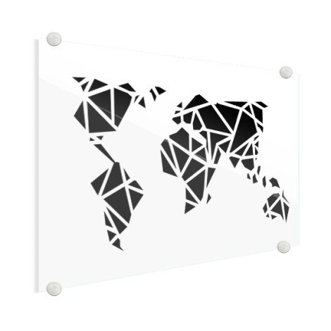 Geometrische Weltkarte Schwarz Acrylglas
