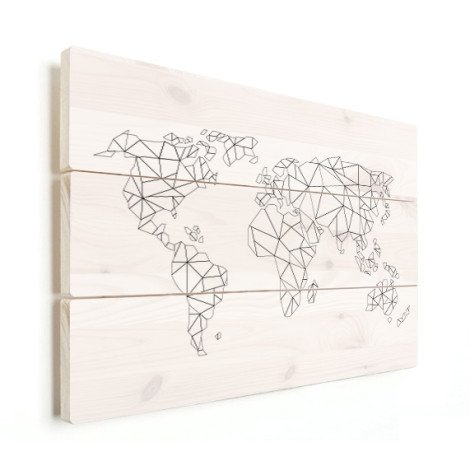 Geometrische Weltkarte Linien Holz