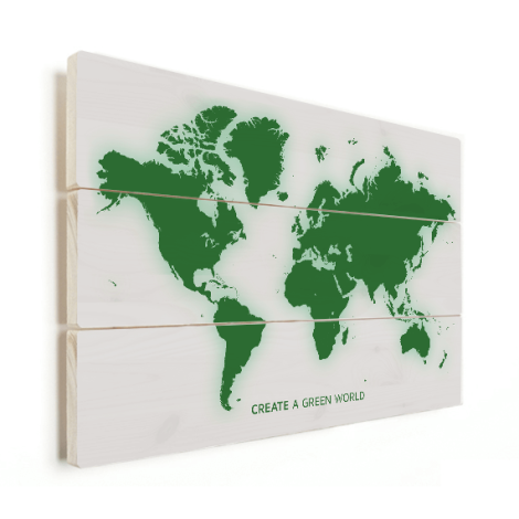 Weltkarte Grün Holz