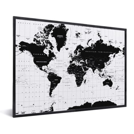 Weltkarte Informativ im Rahmen