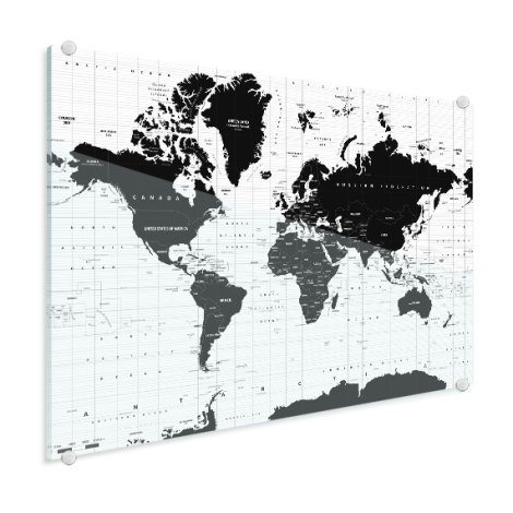 Weltkarte Informativ Acrylglas