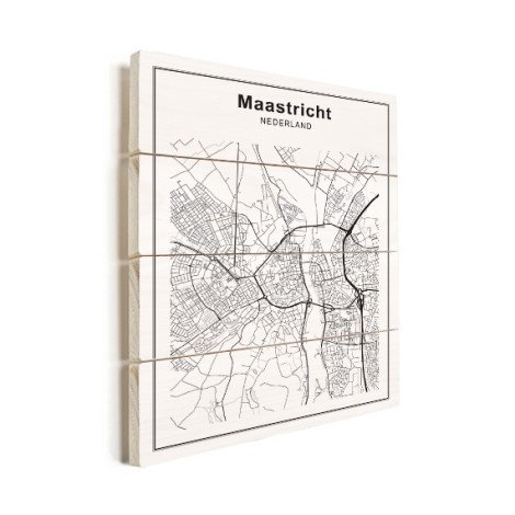 Stadtkarte Maastricht Schwarz-Weiß Holz