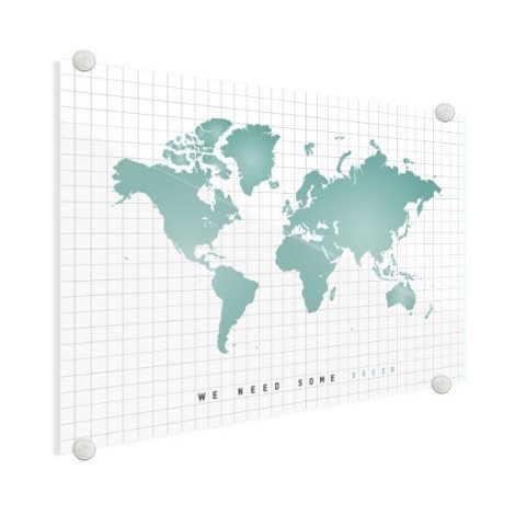 Weltkarte Minzgrün Acrylglas