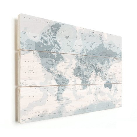 Realistische Weltkarte Graustufen Holz