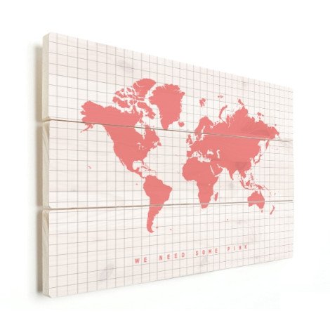 Weltkarte Rosa Holz