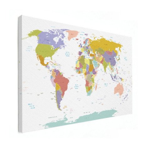 Weltkarte Pastellfarben Leinwand