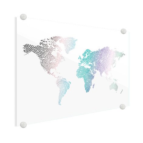 Fingerabdruck Weltkarte Farbig Acrylglas