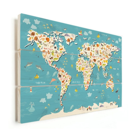 Weltkarte Suchbild Holz