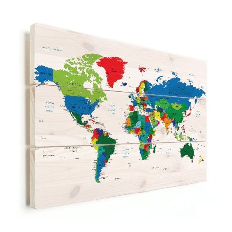 Weltkarte alle Länder Holz