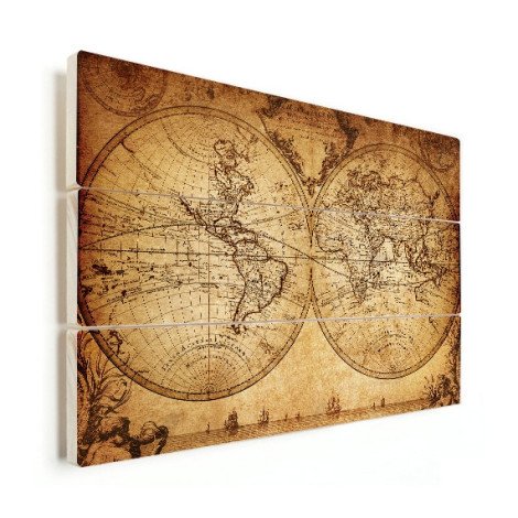 Weltkarte Seefahrt Holz