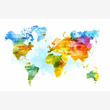 Weltkarte Aquarell bunt Poster