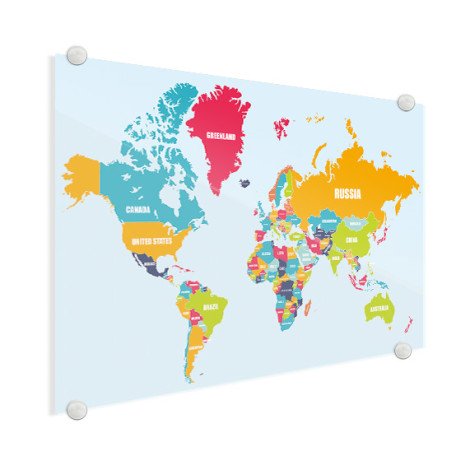 Weltkarte Ländernamen Acrylglas