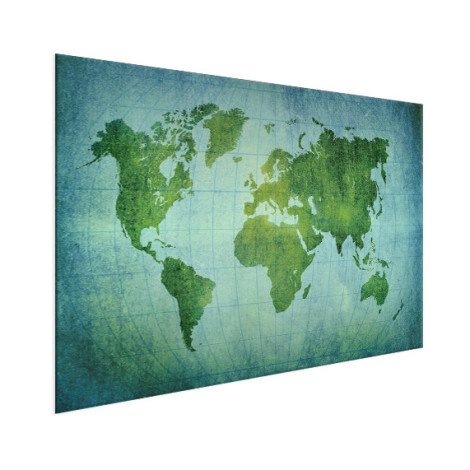Weltkarte Pergament Kräftig Grün Aluminium