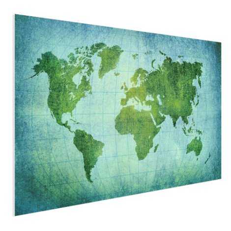 Weltkarte Pergament Kräftig Grün Poster
