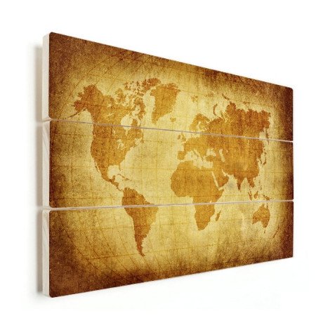 Weltkarte Pergament Holz