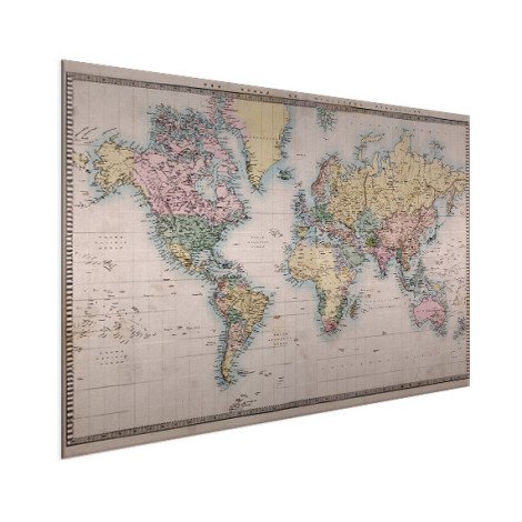 Weltkarte Realistisch Aluminium