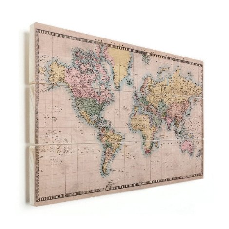 Weltkarte Realistisch Holz