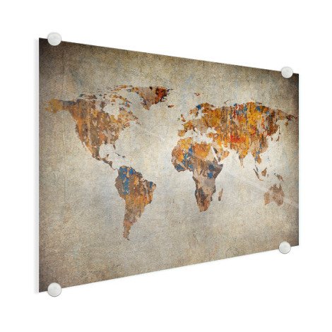 Weltkarte Malerei auf Stein Acrylglas