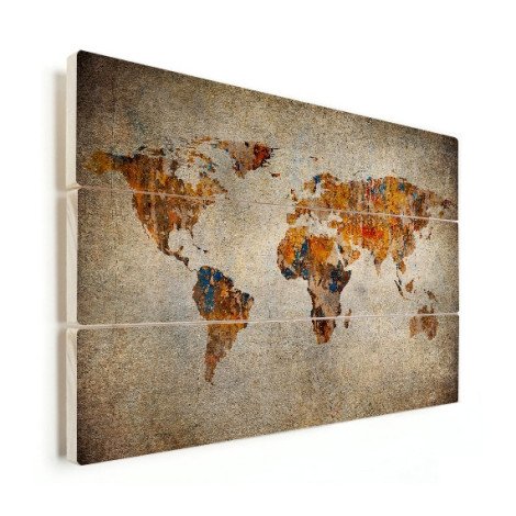 Weltkarte Malerei auf Stein Holz