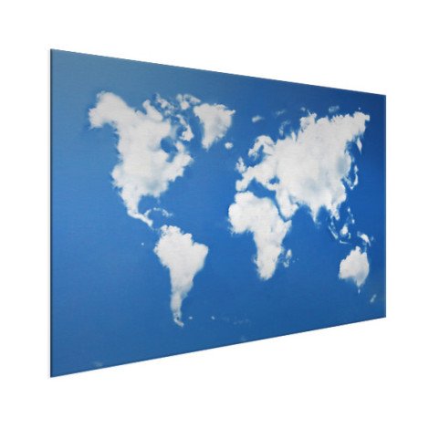 Weltkarte Wolken Aluminium