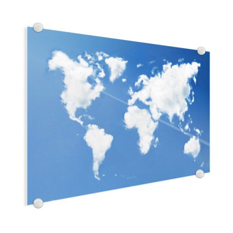 Weltkarte Wolken Acrylglas