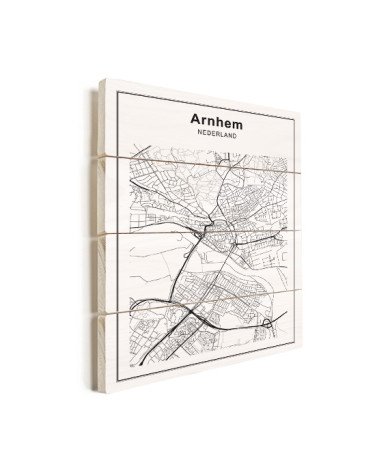 Stadtkarte Arnheim Schwarz-Weiß Holz