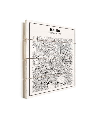 Stadtkarte Berlin Schwarz-Weiß Holz