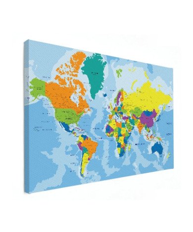 Weltkarte Grelle Farben Leinwand