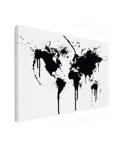 Weltkarte schwarze Tinte Leinwand