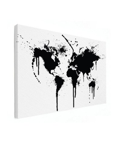 Weltkarte schwarze Tinte Leinwand