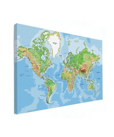 Weltkarte Geografisch Leinwand