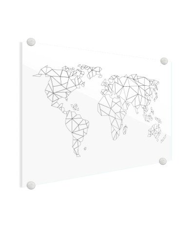 Geometrische Weltkarte Linien Acrylglas