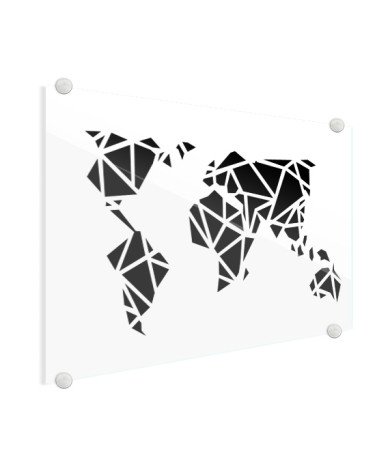 Geometrische Weltkarte Schwarz Acrylglas