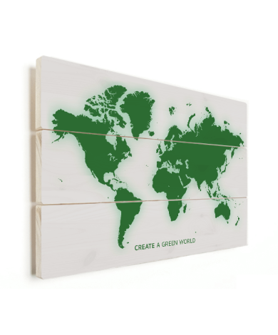 Weltkarte Grün Holz
