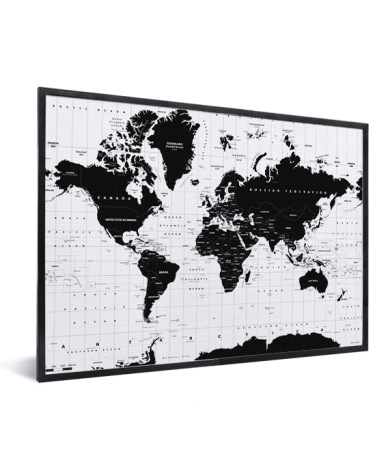 Weltkarte Informativ im Rahmen