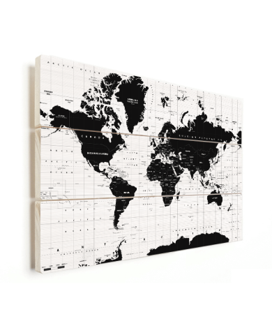 Weltkarte Informativ Holz