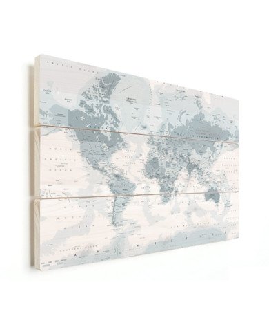 Realistische Weltkarte Graustufen Holz