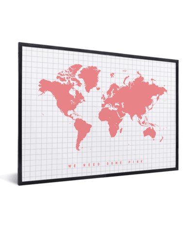 Weltkarte Rosa im Rahmen