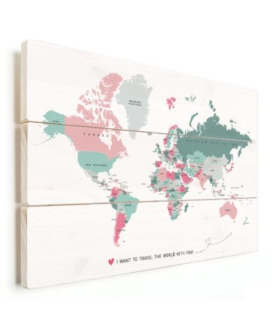 Romantische Weltkarte Holz