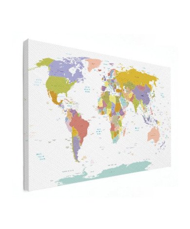 Weltkarte Pastellfarben Leinwand