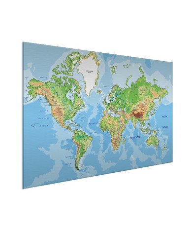 Weltkarte Geografisch Aluminium