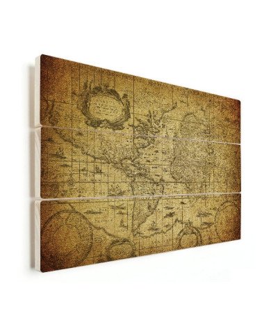 Weltkarte Illustration Holz