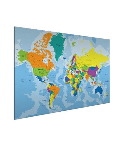 Weltkarte Grelle Farben Aluminium