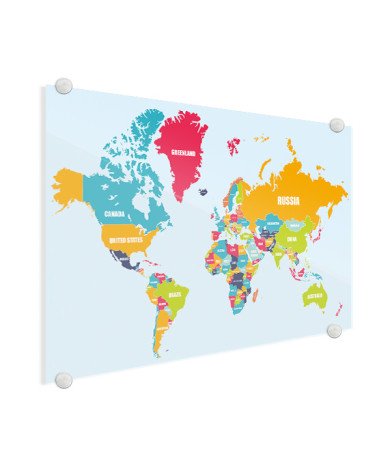 Weltkarte Ländernamen Acrylglas