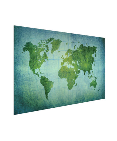 Weltkarte Pergament Kräftig Grün Aluminium