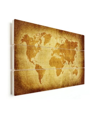 Weltkarte Pergament Holz