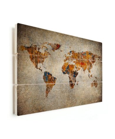 Weltkarte Malerei auf Stein Holz