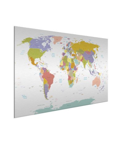 Weltkarte Pastellfarben Aluminium