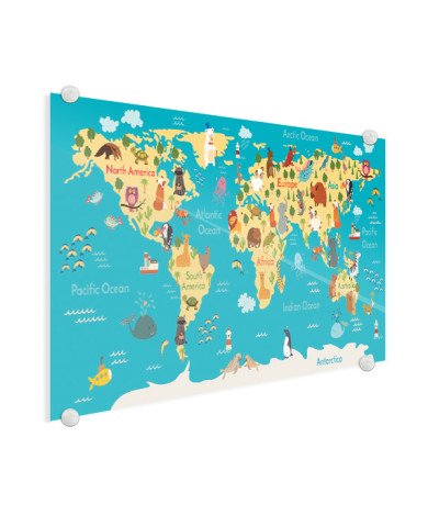 Weltkarte Kontinente & Meere Acrylglas