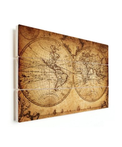 Weltkarte Seefahrt Holz